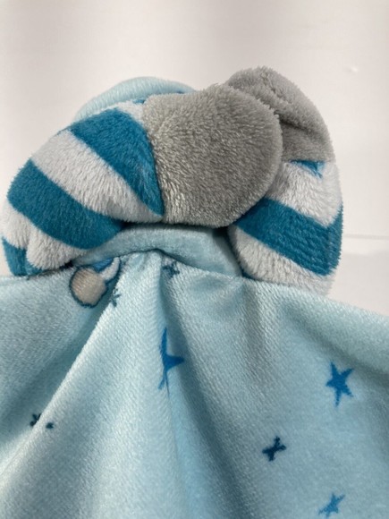 Goodnight Moon Bunny Rabbit Lovey Security Toy Plush Blanket Blue Yellow Satin - Picture 10 of 12